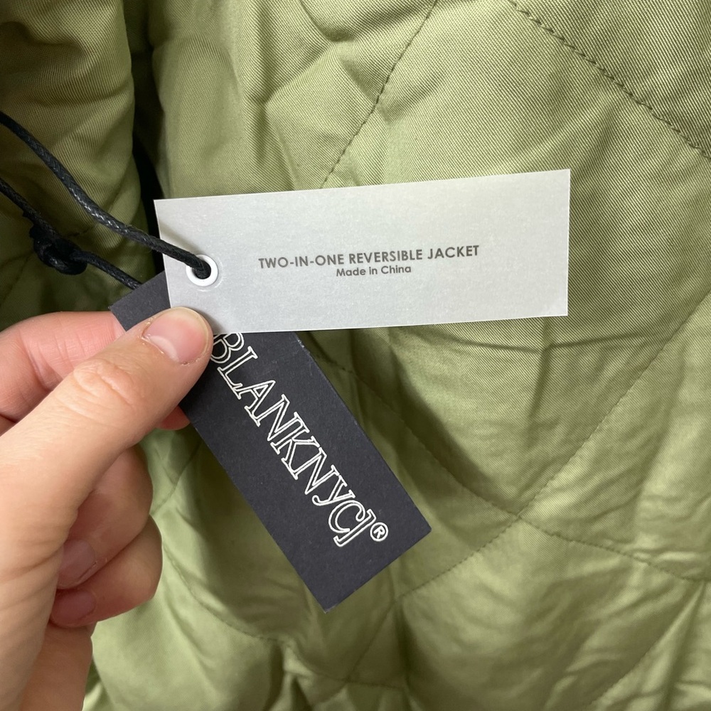 NWT BLANKNYC Reversible Quilted Jacket Olive Green Black Floral Oversized XL - Picture 9 of 10